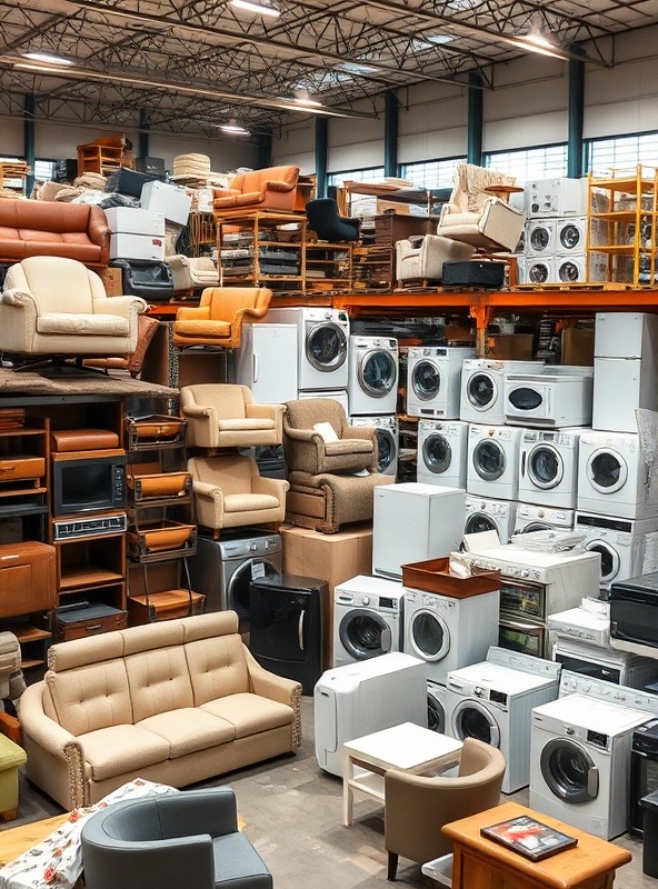 Bulk waste disposal facility with furniture and appliances